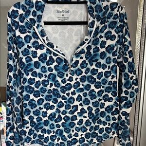 San Soleil Women's Blue Leopard Print Top